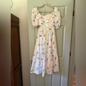 Abercrombie & Fitch Emerson Poplin Puff Sleeve Midi Dress